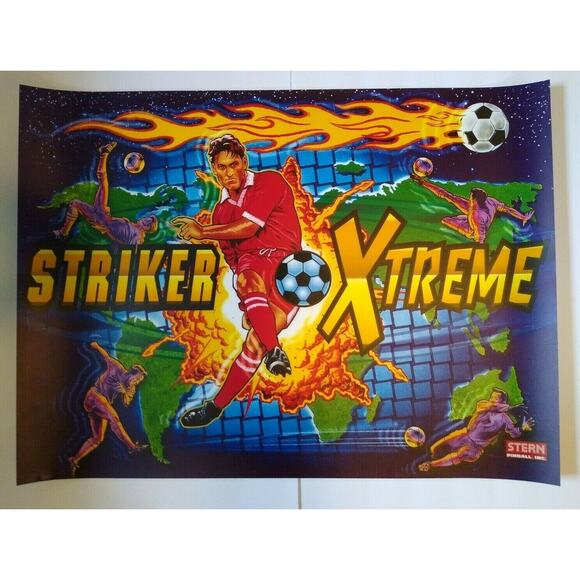 Striker Xtreme Pinball Translite Art Sheet Original Soccer Sports Vintage - Picture 2 of 11